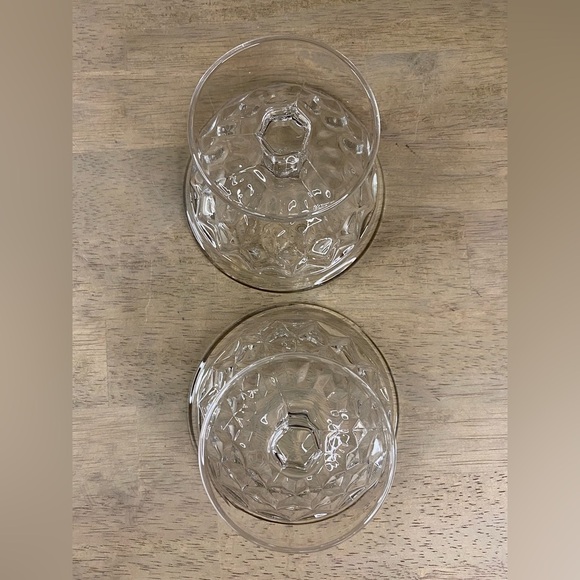 Vintage Set Of 2 Fostoria ‘American Clear Low’ Sherbet Glass Cubist 3 3/8”H - Picture 4 of 7